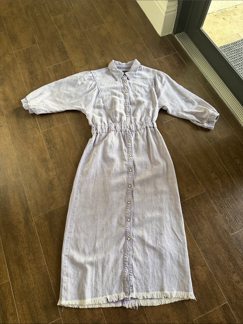 AllSaints Lavender Button-Front Midi Denim Dress